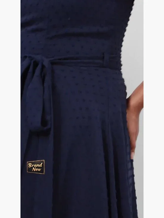 Plus Size Cocktail Dress with Lace Trim Adjustable Straps Midi Length - Picture 6 of 6